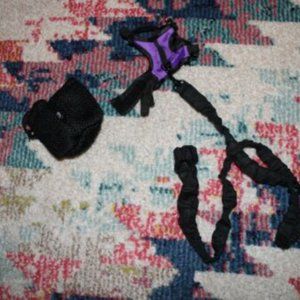 Small Purple and black rabbit/reptile harness and leash with bag